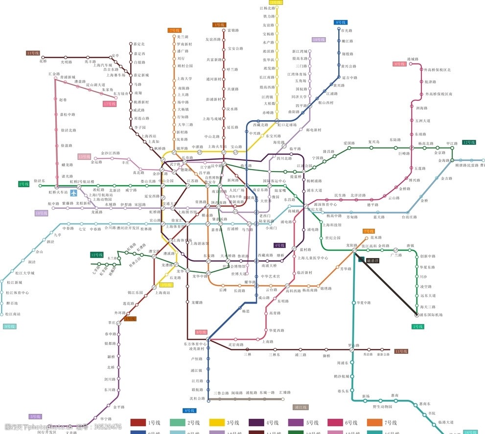 最新上海地铁图分布图