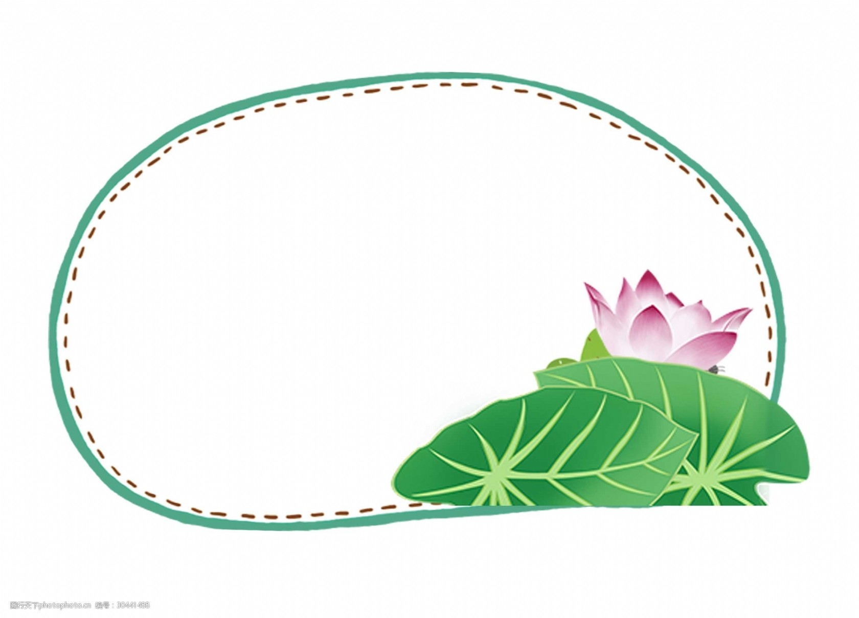 小清新 夏季 条纹 荷叶荷花 透明元素 手绘 绿色边栏 png元素 免抠