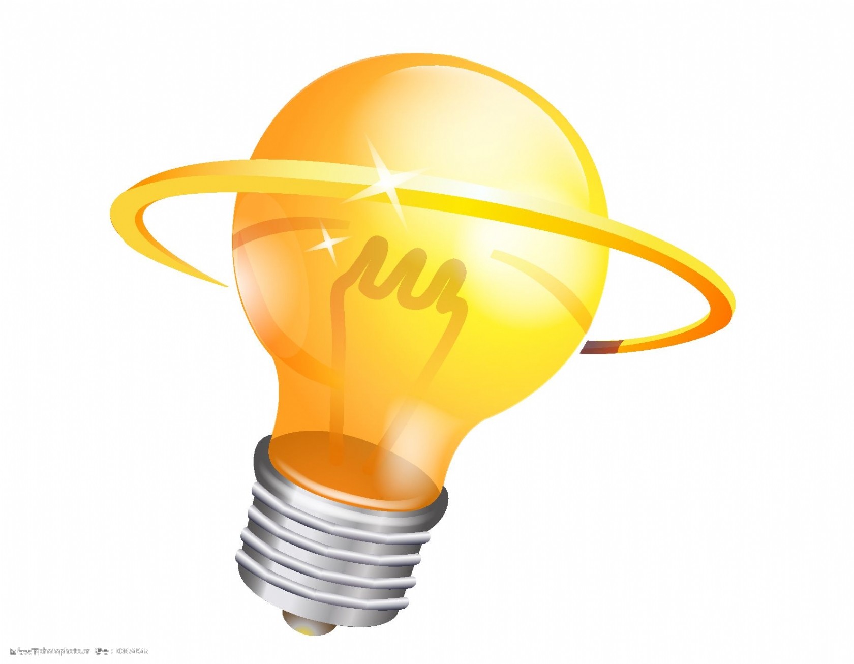 矢量黄色钨丝电灯