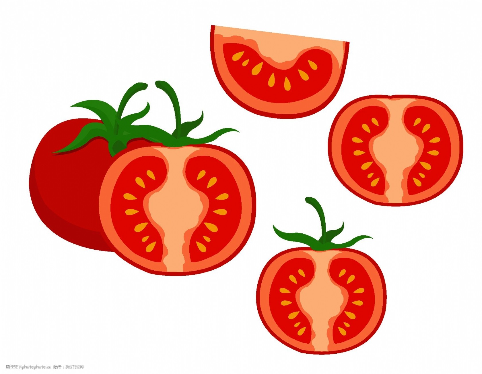 被切开的番茄简笔画图片