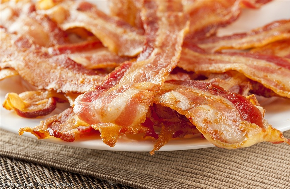 煎炸处理过的培根特写