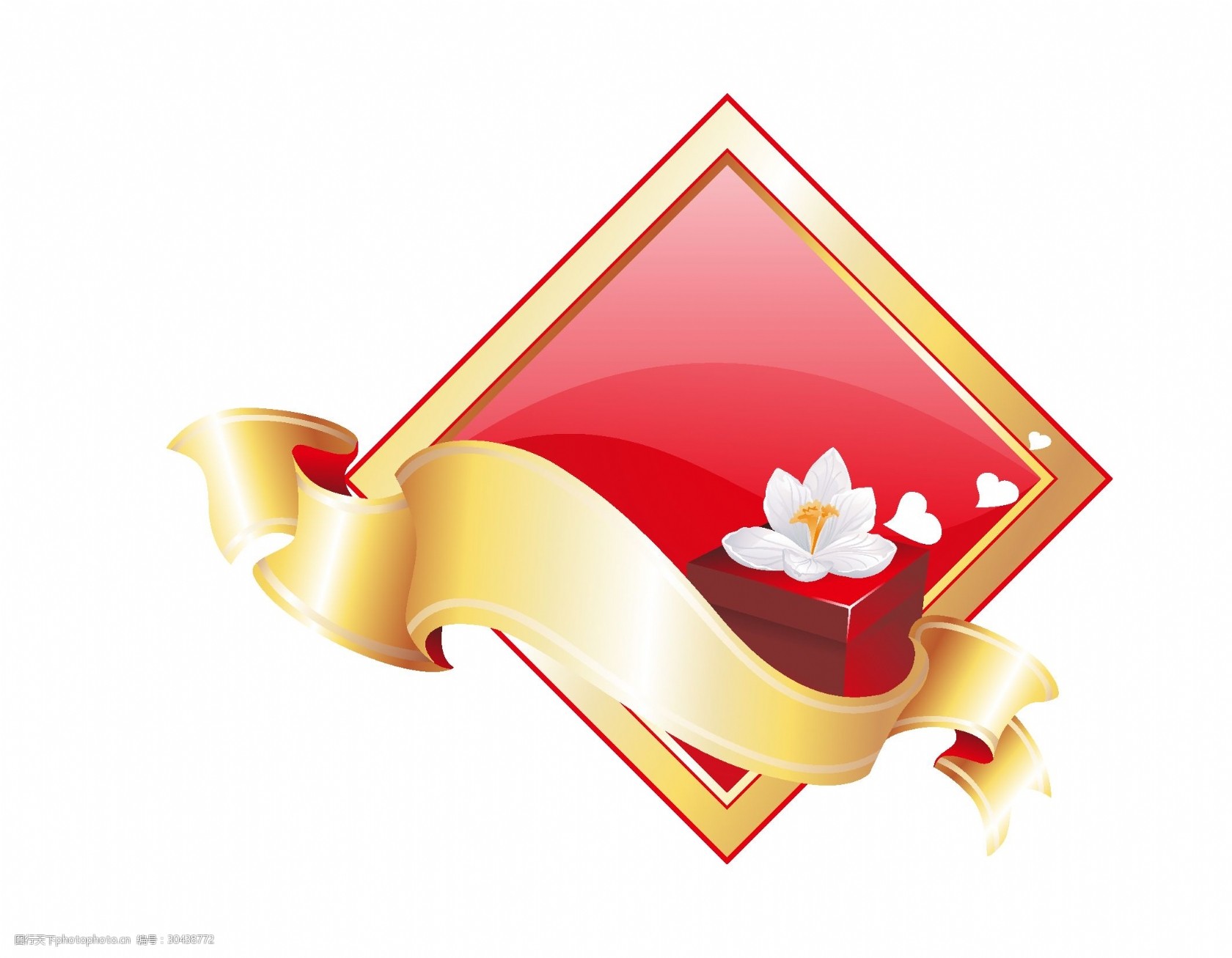 黄色飘带与菱形边框矢量素材