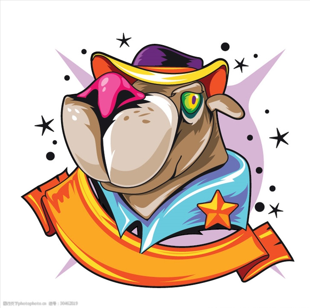 卡通手绘水彩印花图案