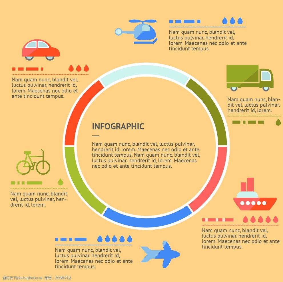 关键词:交通信息图 信息图表 租车 飞机 汽车 自行车 图形 运输 信息