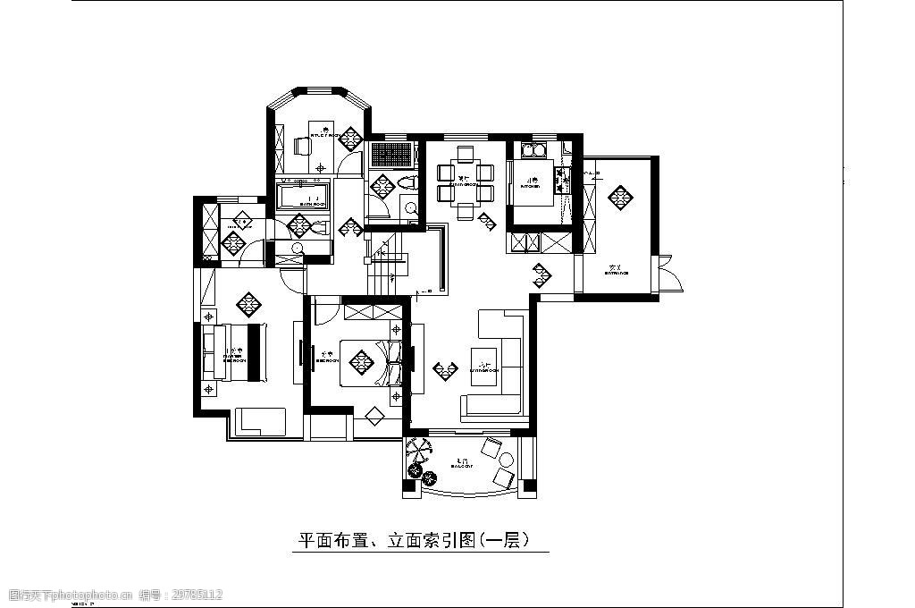 北歐風兩室一廳家裝平面佈置圖