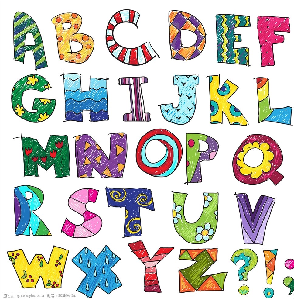 创意卡通字母eps分层