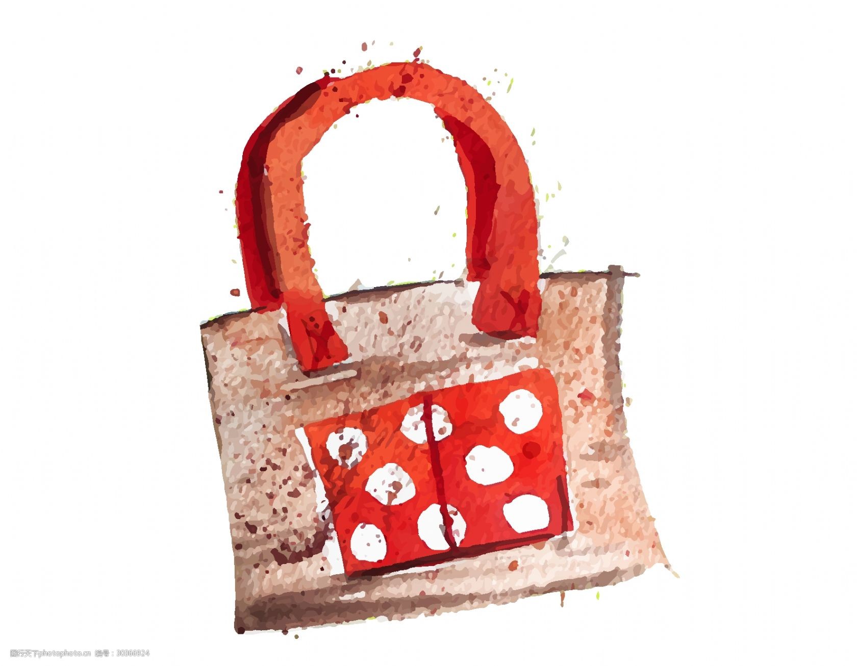 手绘复古包包元素