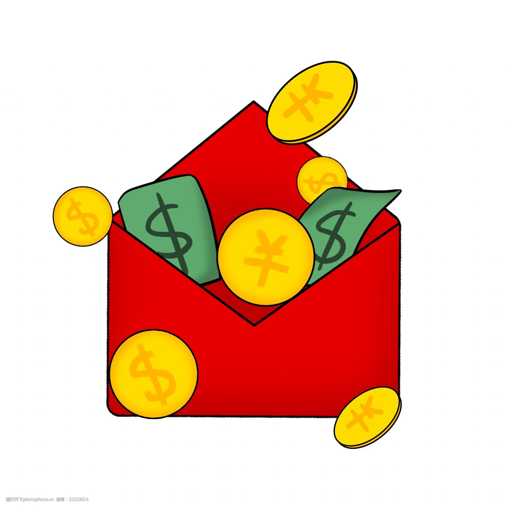 领红包金币钱币插画