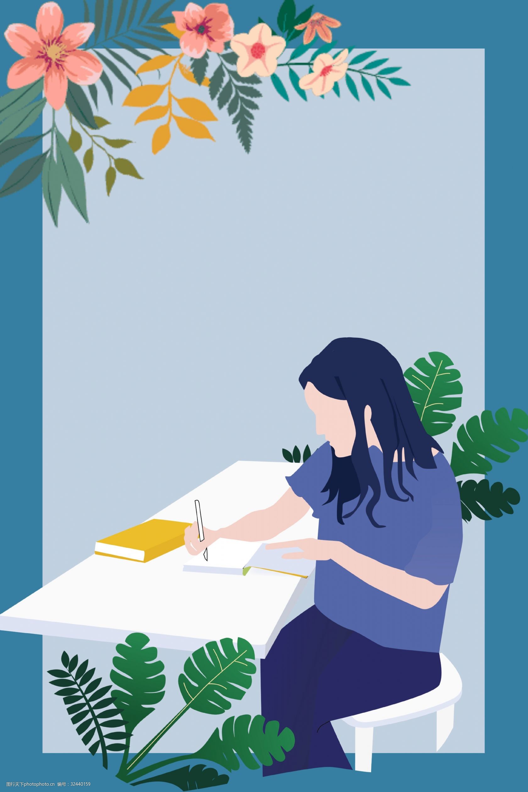 教师节创意手绘插画背景海报图片-图行天下图库