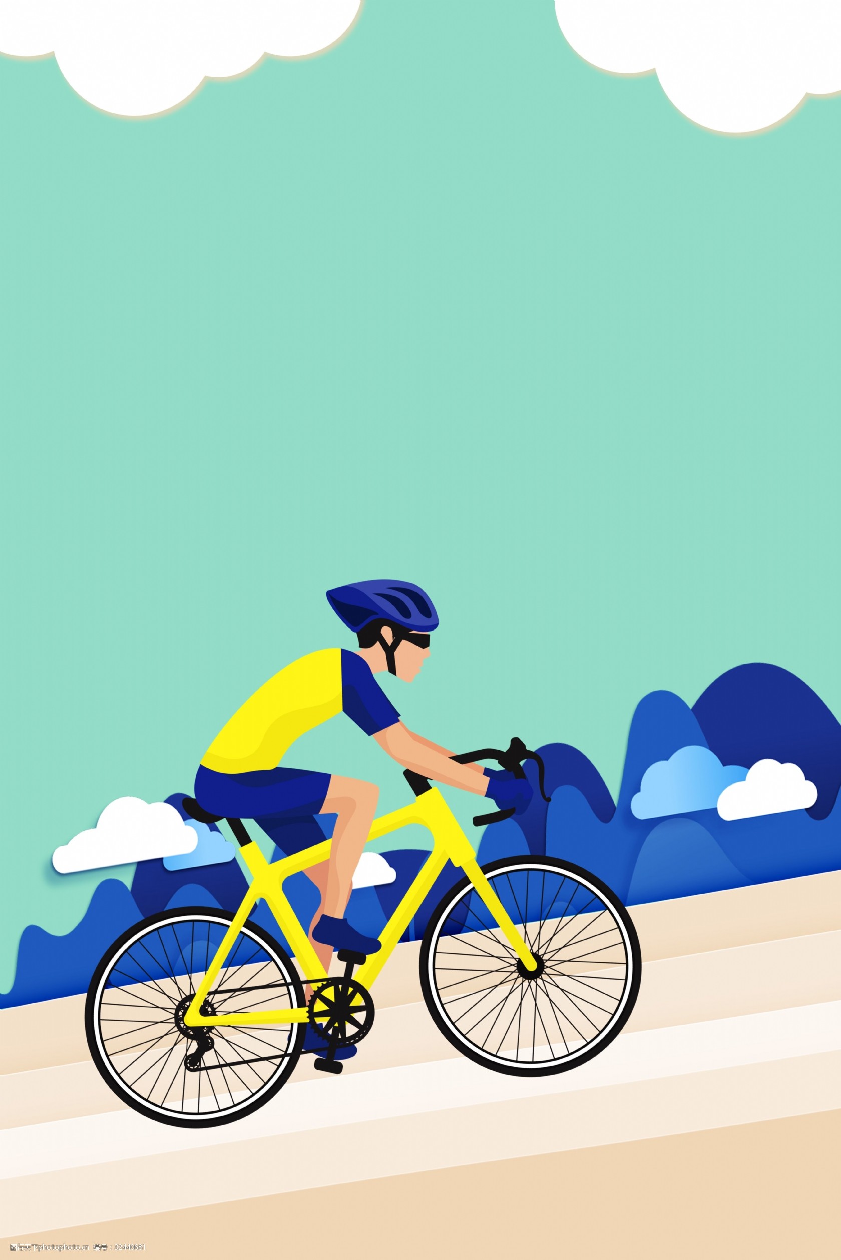 运动 骑行 户外运动 户外锻炼 简约 卡通 骑手 自行车