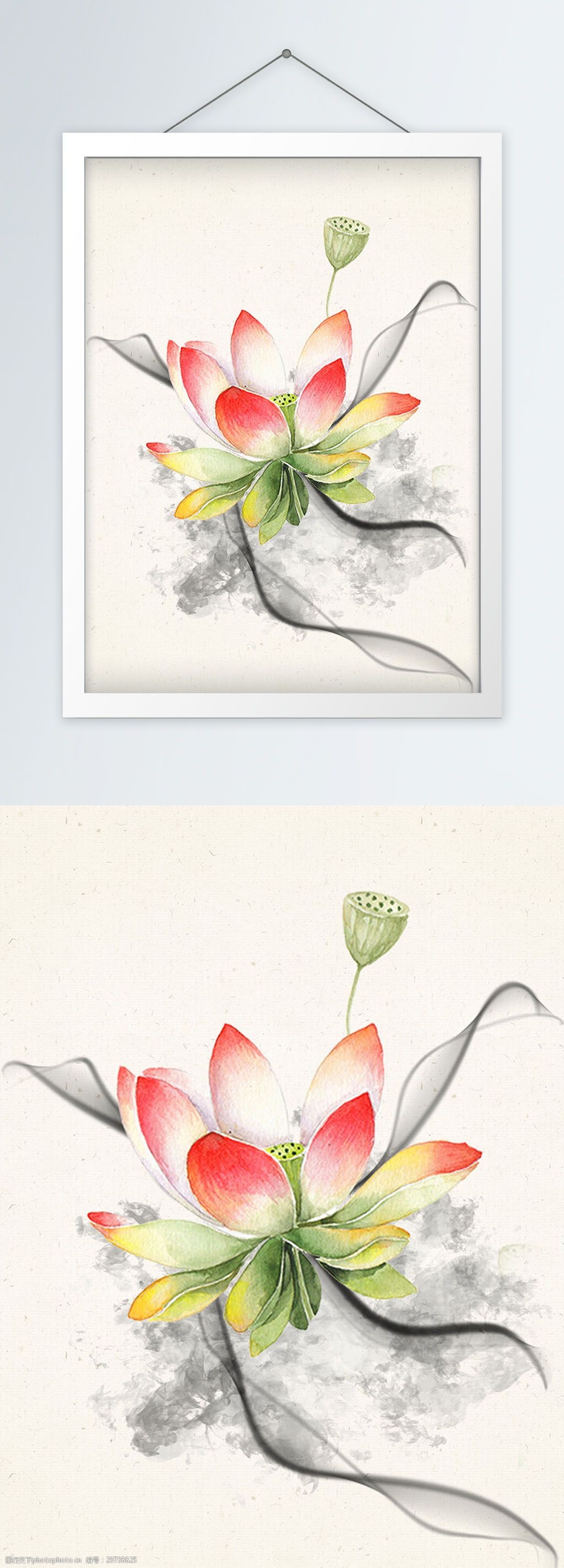 中国风花鸟水墨线条装饰画