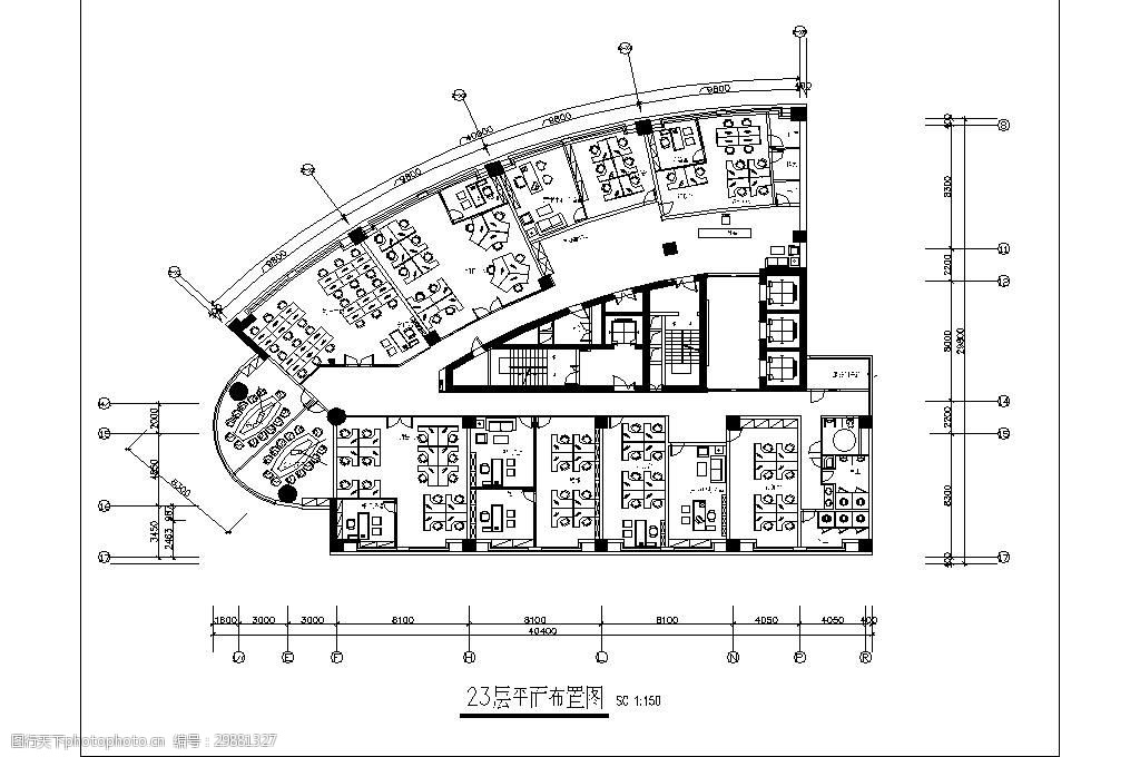 關鍵詞:現代風格工裝平面佈置圖 平面圖 餐飲 辦公 cad 設計 工裝